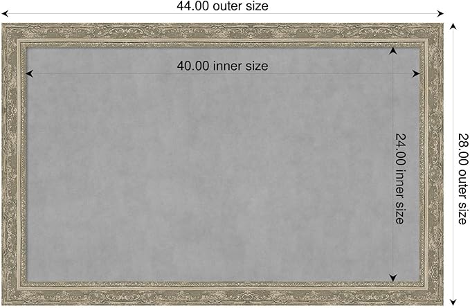 Amanti Art Silver Framed Magnetic Board 28x44 Large Vision Board for use with Magnets, 100% Metal Sheet to Display Items as Office Decor or for Home Organization in mudroom, Kitchen or Kids Room