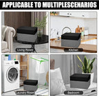 Bagnizer Large 22 Quart Linen Fabric Foldable Storage Bin Cube Organizer Basket with Flip-Top Lid & Handles, Clothes Blanket Box for Home, Office, Closet, Black & Gray, 4 Pack 14.6 x 9.5 x 9.5