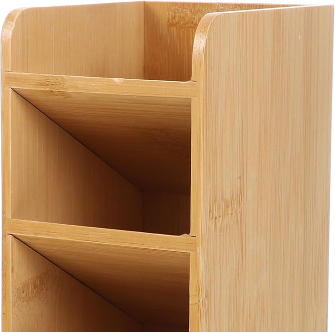 NOLITOY Wooden Desk Pencil Holder and Pen Organizer with Lacquer Finish Storage Box for Office Supplies and Art Tools Desktop Organizer