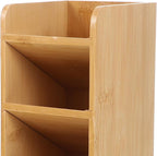 NOLITOY Wooden Desk Pencil Holder and Pen Organizer with Lacquer Finish Storage Box for Office Supplies and Art Tools Desktop Organizer