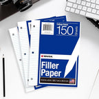 Kaisa Notebook Paper 24 Pack 8x10.5 3600 sheets College Ruled Loose Leaf Paper Filler Paper for 3-Ring Binder Paper 150 Sheets/Pack Notebook 3-Hole Punched Lined Paper(24Pack-college)