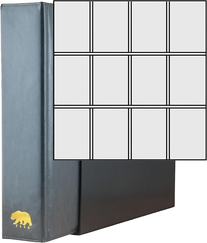 Ursae Minoris Estate Library Deluxe 4 Q-Ring Large Format Binder for Up to 2400 Sports / Trading Cards - Dark Gray with Black Slipcase