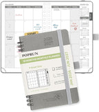 POPRUN Pocket Monthly Planner 2026-2027 (Small Size 4.25" x 6.25") 18 Months Calendar Book(Jan 2026 - Jun 2027) - 4 Pages per Month with Expense & Notes, Leather Cover, Sunday Starts - Grey