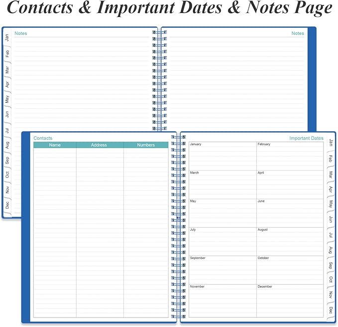 Daily Planner 2026 Full Page Per Day- 2026 Daily & Monthly Planner from January 2026 to December 2026, Day Planner 2026 with 12 Months Tabs, 8.5" x 11", Blue