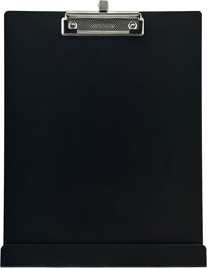 Saunders Free Standing Clipboard and Tablet Stand, Black Letter Size Paper Organizer with Steel Clip for Office, School & Work - Clip Board Paper Stand Holds Documents, Tablets & Phones - Made in USA