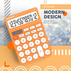 CATIGA 12 Digit Desktop Calculator Basic Desk Calculator with Large LCD Display, Big Buttons, 4 Function, Solar and Battery Dual Power, for Office, School, Home, SD-1292 Orange