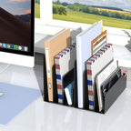 OUTIOE Mail Organizer Countertop, Small Desk File Organizer, Metal File Holder - Essential Workspace Organizers for Office Desk, Home Office (Black)