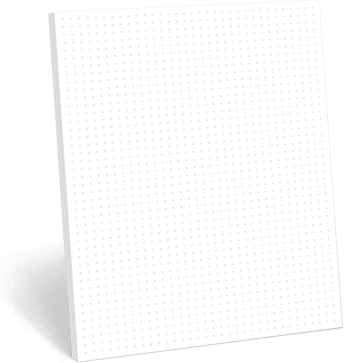 321Done Dot Cross Grid Graph Paper Notepad (8.5x11) – Made in USA – 50 Sheets Dotted for Planning Bullet Journaling Thick Paper 1/4 (0.25) Large Letter Size Notes Sketching Writing Smooth White