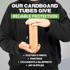 2" x 12" Reinforced Kraft Paper Mailing Tubes, Pack of 4 Tubes with 2 Caps Each – USPS Approved Poster Tube – Made in USA Cardboard Tube for Shipping and Storing Posters, Prints, Artwork, or Documents