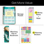 HARDCOVER 2026 Planner, 5.5"x8": 14 Months (November 2025 - December 2026), Daily Weekly Monthly Planner, Yearly Agenda, Bookmark, Pocket Folder and Sticky Note Set (Teal Gold Marble)