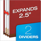 Pendaflex Recycled Classification File Folders, 2 Dividers, 2" Embedded Fasteners, 2/5 Tab Cut, Letter Size, Red (24075R), Specialty, Box of 10 (Pack of 5)