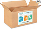 Large Shipping & Moving Boxes 24"L x 12"W x 12"H (20-Pack) - Extra Strength 200 lb vs Regular - Corrugated Strong Boxes for Moving - Cardboard Box for Moving - Box for Packing by IDL Packaging