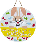 Wood front door sign Wood sign Home decor Welcome sign Sign for front door House warming gift Wedding gift (Jelly Bean Welcome-UV023(NC) P002, 11" Width)