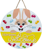 Wood front door sign Wood sign Home decor Welcome sign Sign for front door House warming gift Wedding gift (Jelly Bean Welcome-UV023(NC) P002, 11" Width)