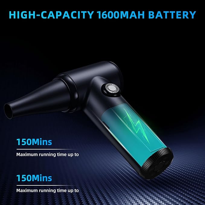 DOROBEEN Compressed Air Duster, PC Keyboard Cleaner, Replace Compressed Air Can, Electric Air Duster with Brushless DC Motor, Stepless Knob