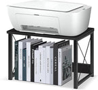 ELITEROO Desktop Printer Stand With Storage, Table Stand Small Desk Shelves Organizer for Home/Office, Multi-Purpose Heavy Duty Riser for Fax Machine Copier Scanner (Black)