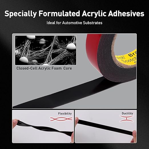 Automotive Acrylic Plus Attachment Tape 0.55" x 18Ft Made of 3M Pack of 2 Double Sided Tape PT1100 Heavy Duty for Moldings Claddings Panels Pads and Other Car Automotive Applications