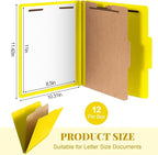 Skyygemm 12 Pcs Classification Folders Letter Size, 1 Divider Pressboard File Folder with Fasteners, Expanding File Organizer Bulk for School Teachers, Office Employee, Coworker, Staff (Yellow)