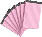 Aidunmis 7pcs Small Note Pads 5x8 Legal Pads Pink Notepad 5x8 College Ruled Pink Notebook Paper Narrow Ruled Mini Notepads 5 x 8 Legal Pad Perforated Small Writing Pads 5x7 In 30 Sheets per Note Pad