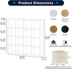 Jpiziso 16-Cube Storage Organizer Bookcase, Thick Frame Wood Grain Storage Shelf, Rectangular Cube Open Back Display Unit, 48.8x9.4x48.8 Inches for Living Room, Bedroom, Home Office, Embossed White