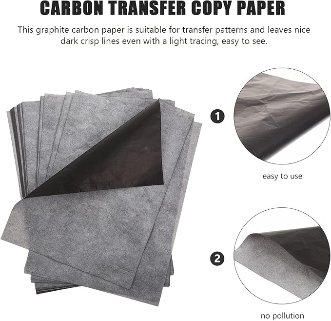 Beatifufu A4 Carbon Transfer Paper 100 Sheets One-Side Graphite Copying Tracing Paper for Art Drawing Pattern Transfer and Craft Projects