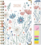 HARDCOVER 2026 Planner, 5.5"x8": 14 Months (November 2025 - December 2026), Daily Weekly Monthly Planner, Yearly Agenda, Bookmark, Pocket Folder and Sticky Note Set (Colorful Botanicals)