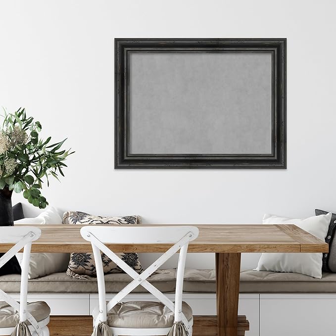 Amanti Art Black Framed Magnetic Board 25x33 Medium Vision Board for use with Magnets, 100% Metal Sheet to Display Items as Office Decor or for Home Organization in mudroom, Kitchen or Kids Room