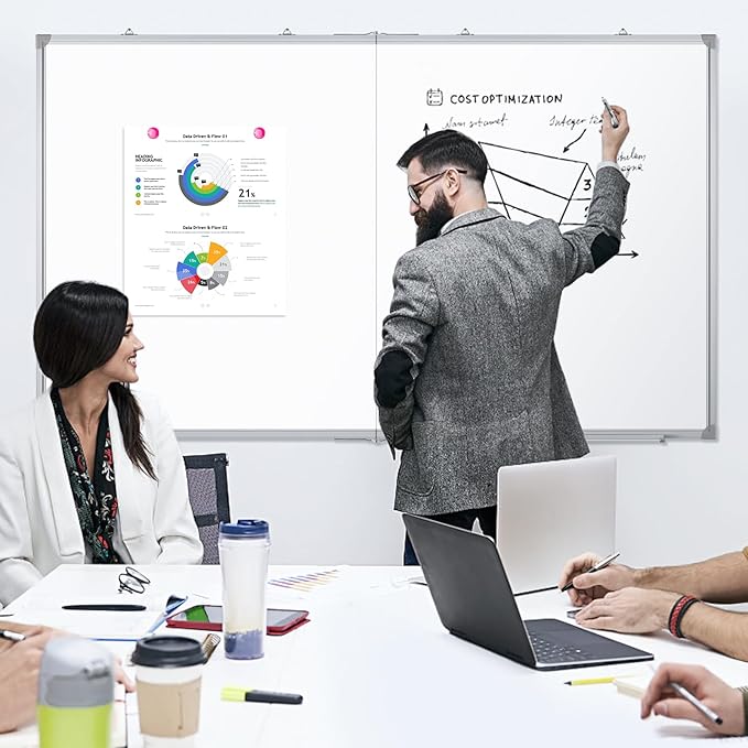 DOLLAR BOSS Large White Board 60 x 36 Inch Foldable Magnetic Whiteboard for Wall, Portable Double Sided Dry Erase Board, Aluminum Frame Message Board for School, Office, Classroom with Eraser, Markers