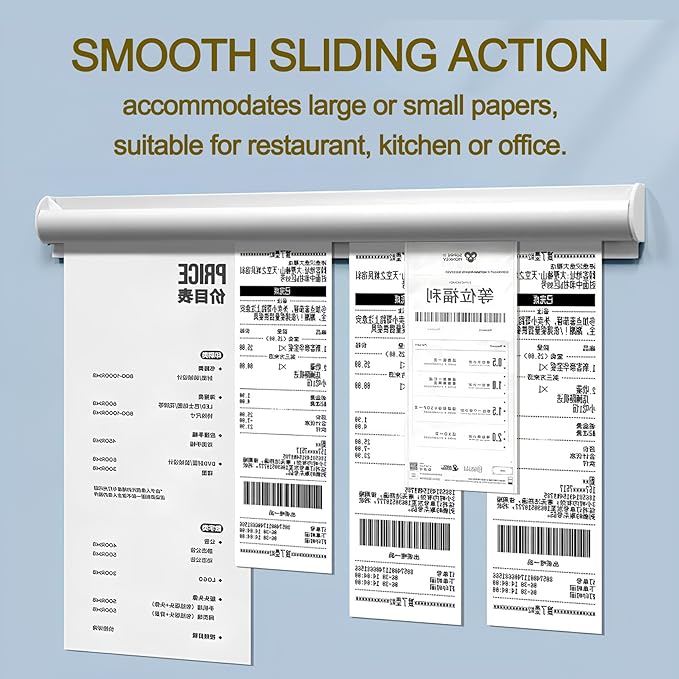 2 Pack Ticket Holders Receipt Holder for Restaurant, No Drill Restaurant Order Ticket Holders for Kitchen Office Walls Refrigerator Home Pubs Bars Cafes(16 Inch, Sliiver, 2p)