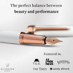 Ellington Pens Luxury Fountain Pen Set - Smooth Fine Nib - Includes 3 Ink Cartridges, Refillable Ink Converter, Gift Box - Fountain Pens For Writing, Calligraphy, Journaling, Sketching (Alpine Rose)