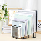 2 Pcs 7 Section Incline File Sorter Metal Wire Mesh File Rack for Desktop Letter Sorter for Magazine Folder Book Organizer Home Office School Paper Mail Desk Storage Holder (Black)