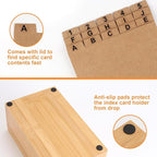3x5 Index Card Holder with Dividers Bamboo Index Card Organizer Index Card Storage Box 150 Index Flash Cards 25 Index Cards Dividers 2 Letter Smile Stickers for Office Business Home (3 x 5 Inches)