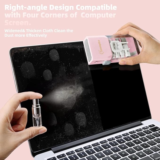 Tassmpitor Keyboard Cleaning Kit, All in 1 Laptop Cleaning Kit for MacBook iPhone iPad Camera Lens Airpods Computer, Compact Keyboard Cleaner with Spray and Brush, Multitool for Electronic Screen