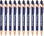 CRME Ballpoint Pen 2-in-1 Stylus Bulk Custom Pens Personalized Engraved Metal Pens with Name Text Logo Writing Marketing Customizable Pen Engraving Pen Gift Coworkers Office Supplies Dark Blue