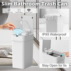 ELPHECO Bathroom Trash Can with Lid, 2 Pack Automatic Garbage Can, 2.5 Gallon + 4 Gallon Motion Sensor Smart Bathroom Decor, Slim Waterproof Trash Bins for Bedroom, Office, Living Room, White