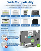Pillex TZe-231 TZe TZ Tape 12mm 0.47 Laminated White AZe Label Tape Replace for Brother Label Maker Tape TZe231 Work with Brother P Touch Label Maker PT-D210 PT-H110 PT-D220 PT-D400 D600 D610BT 6-Pack