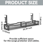 Cable Management, 25.3'' Under Desk Cable Management Tray No Drill, Metal Cable Organizer with Clamp for Wire Management, Cord Organizer for Home Office, Desk Accessories Organizer, Black