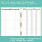 Inventory & Sales Log Book for Small Business – Inventory Ledger Book, Inventory Notebook, Order Tracker for Purchases, Sales & Reorders, 5.8" x 8.5", Teal Floral