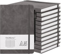 OnMove Notebooks Journal for Women Men 12 Pack Bulk Leather Hardcover with Pen Holder A5 160 Pages 100 GSM Thick Paper for Work School Lined Gray