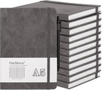 OnMove Notebooks Journal for Women Men 12 Pack Bulk Leather Hardcover with Pen Holder A5 160 Pages 100 GSM Thick Paper for Work School Lined Gray