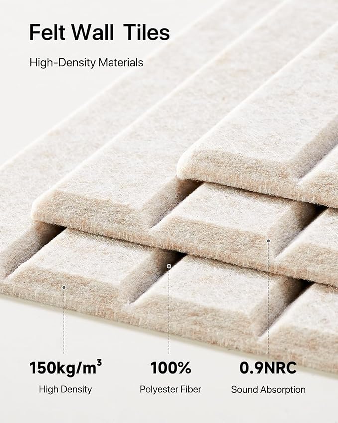 Soundsbay Large Cork Board, 47"x35" Slat Bulletin Board Alternative, 12-Pack Cork Boards for Walls, 60 Adhesive Tabs, Felt Wall Tiles for Home Office Classroom Pin Board