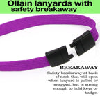 Ollain 25 Pack Breakaway Lanyard with J-Hook Bulk Flat Lanyards for Name tag ID Badges (Purple, Breakaway 25 Pack)