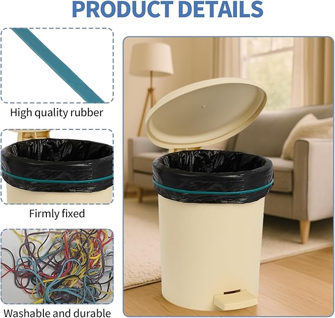 100Pack Trash Can Rubber Bands,5 Colors Large Rubber Bands,Heavy Duty,Reusable Elastic Bands for 13-30 Gallon Bins for Office Supplies File Folders Box Books,Bundle Rugs, BBQ Covers