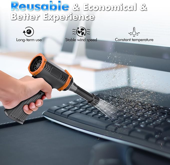 CAPNEW 150000RPM Electric Air Duster: Continuously Variable Speed Powerful Air Blower for Computers PC Cleaning - 8000mAh Portable Turbo Fan for Home Car Office - College Back to School Gifts