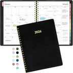 Forvencer 2026 Planner Weekly and Monthly, Jan 2026 -Dec 2026, Vegan Leather Cover Calendar Planner, 8.5" x 11" Agenda with Color Tabs, Inner Pocket, Spiral, 2026 Planner for Office School Supplies