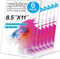 xydstay 6pack 8.5x11 Acrylic, L Shape Clear Plastic, Menu Holder, Unbreakable Table sign holder for Restaurant, Office, School, Store and Home Use