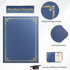 12 Packs Certificate Covers,Navy Blue Cardboard Diploma Cover,Certificate Holders Gold Foil Border,for Letter Size 8.5 x 11 Inch Awards and Certificates