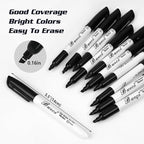 Buecs Black Dry Erase Markers, Low-Odor, 150 Count, Chisel tip, Perfect for Writing on Whiteboards, Dry-Erase Boards, Glass, School Office Supplies