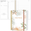Daily Planner Undated - 8.5" x 11" To Do List Notebook Hourly Schedules, 150 Sheets/300 Pages Spiral Appointment Planner for Women and Men,PVC Hardcover, Inner Pocket, Elastic Closure, Rose Leaf