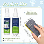 Heigble 8 Pack Whiteboard Cleaner 3.4 fl oz Whiteboard Cleaning Spray Dry Erase Board Liquid Cleaner with 8 Pack Magnetic Chalkboard Board Erasers White Board Eraser for Classrooms, Home, Office